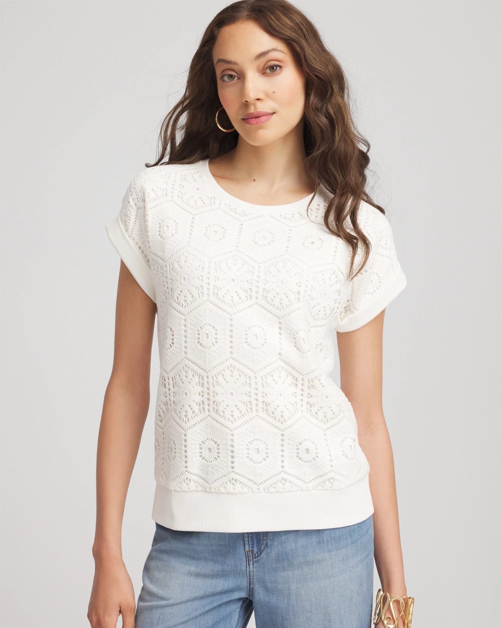 トップス BEAMS GRADATION CLOCHET KNIT SHIRT Allston Crochet Knit Shirt - Off White | Fashion Nova